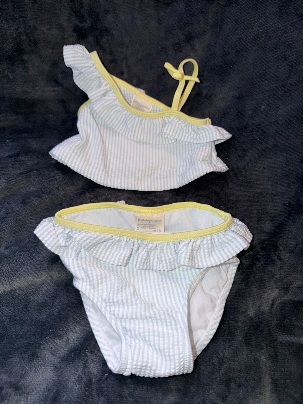 First Impressions Light Blue & Yellow Ruffle Two-Piece Kids Bikini